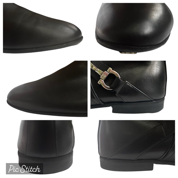 Salvatore Ferragamo Gancini Leather Monk Strap Ankle Boots Black US 8 1/2 Wide - Picture 16 of 16